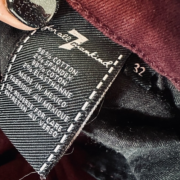 7 FOR ALL MANKIND Jeans Gwenevere High-Waist Ankle Skinny Pants Maroon SZ 32 - Picture 11 of 16